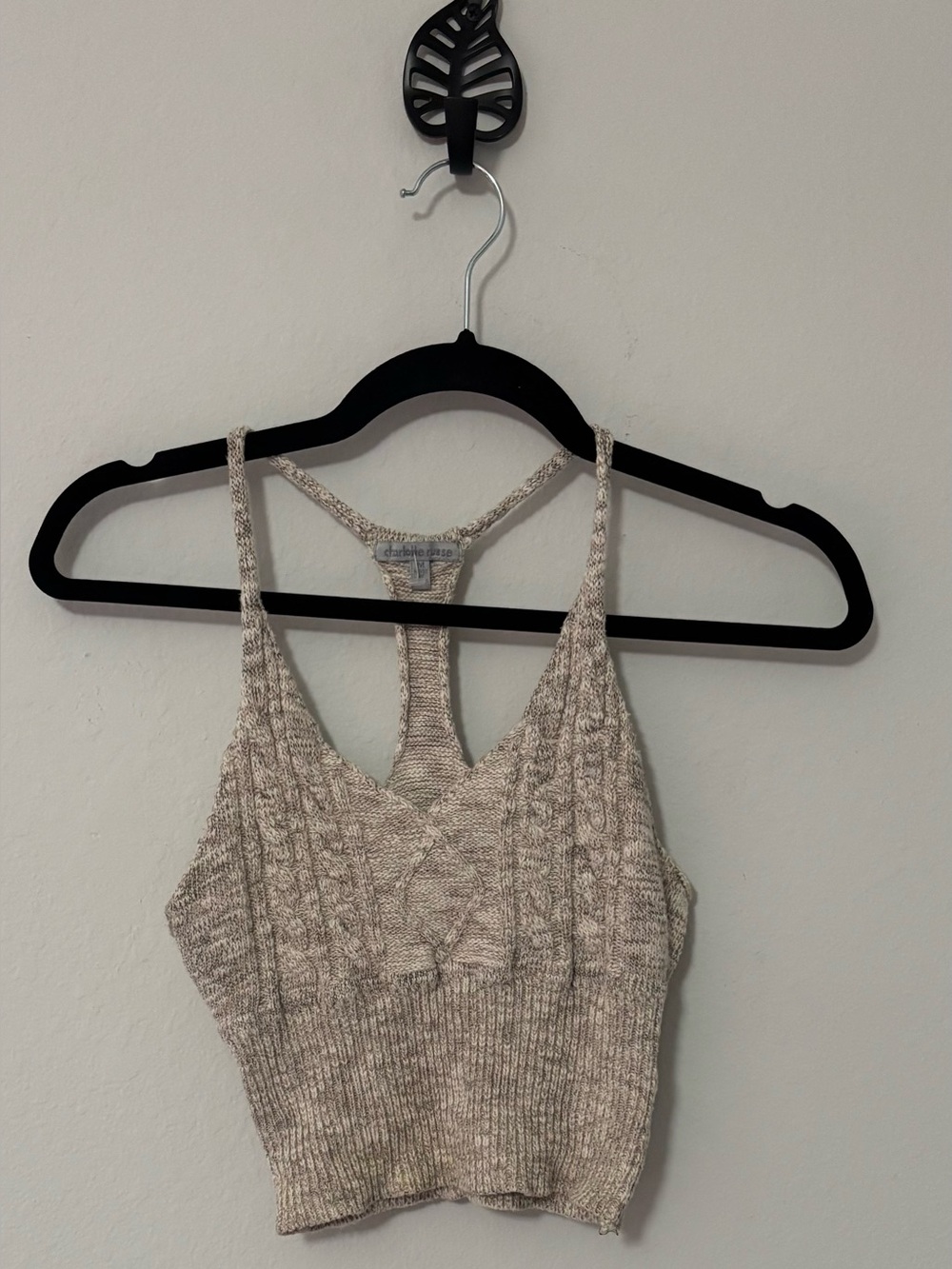 Charlotte Russe Cable Knit Racerback Crop Top M